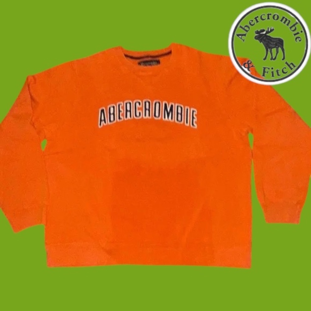 Abercrombie & Fitch Men's Orange Sweatshirt XL Vintage - Picture 2 of 8